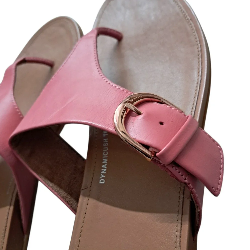 FitFlop Sandals Womens 10 Pink Gracie Buckle Leather Thong Summer Flats‎